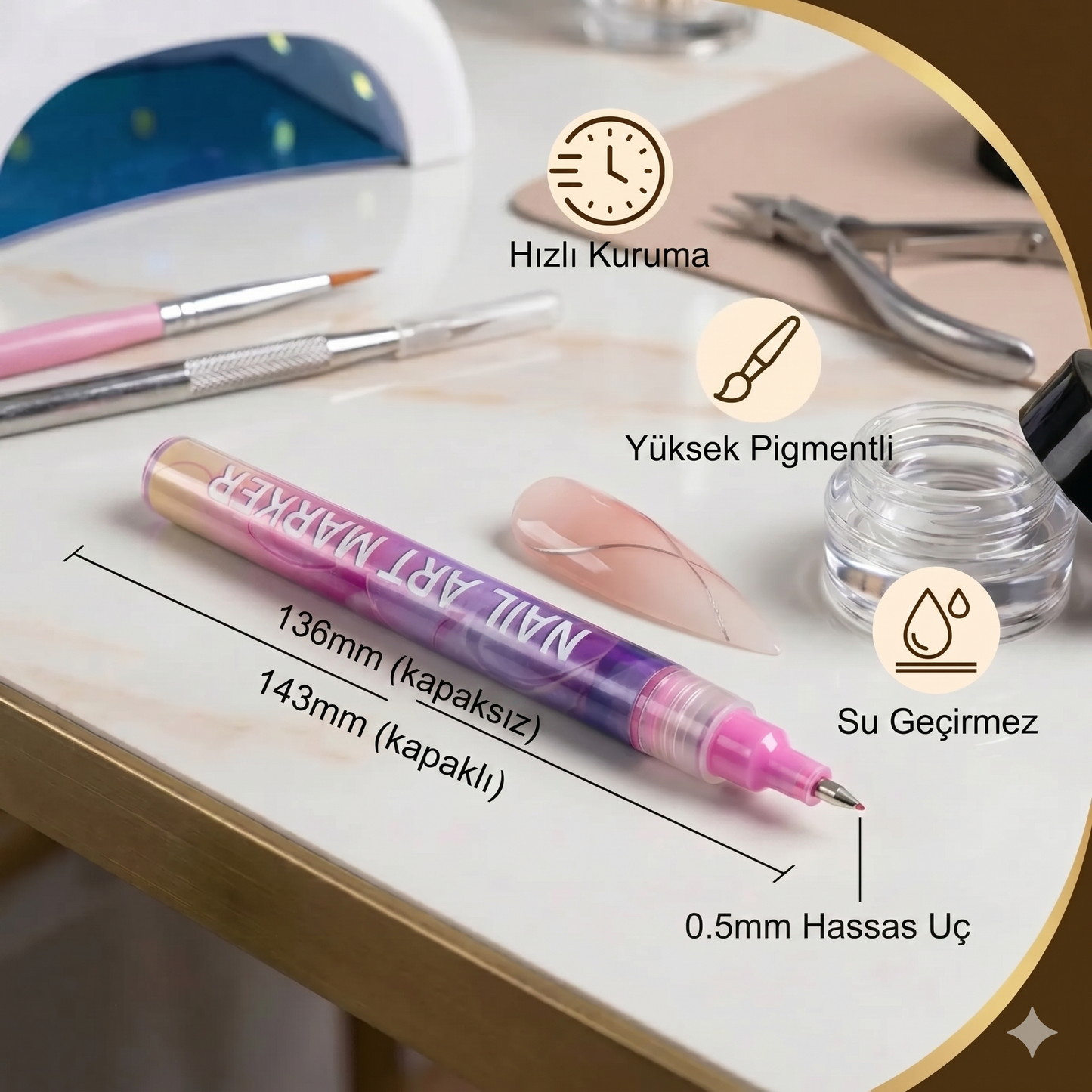 Sihirli Nail Art Tasarım Kalemi - 0.5mm Hassas Uçlu Canlı Akrilik Boya Seti